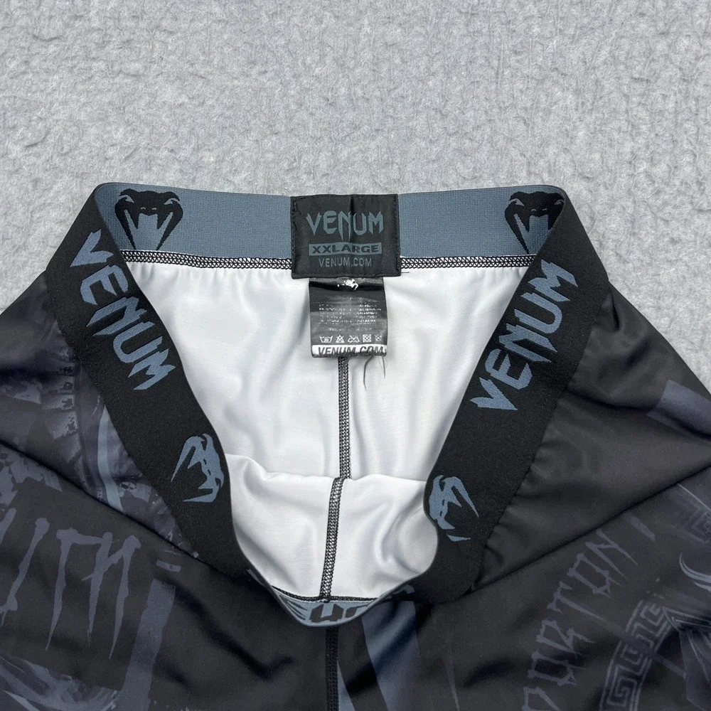 Venum Gladiator Spats Men's XXL‎ Black AOP Sporton MMA Pull On Stretch Leggings